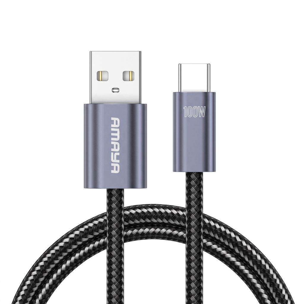 کابل شارژ و انتقال دیتا USB به Type-C توان 100 وات amaya